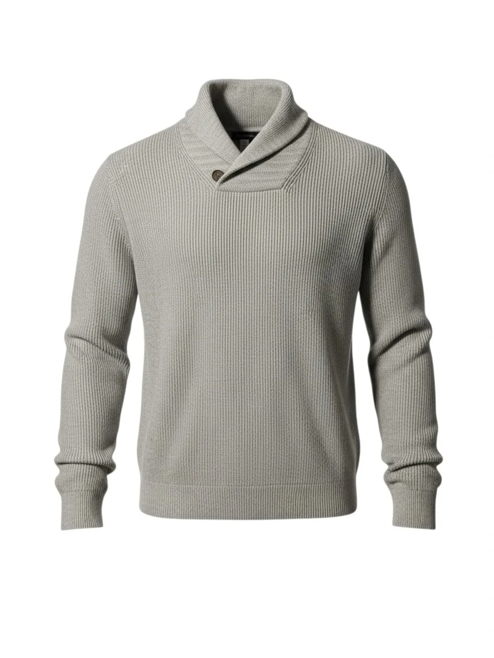 Men's Shawl Collar Knit Sweater - Light Gray